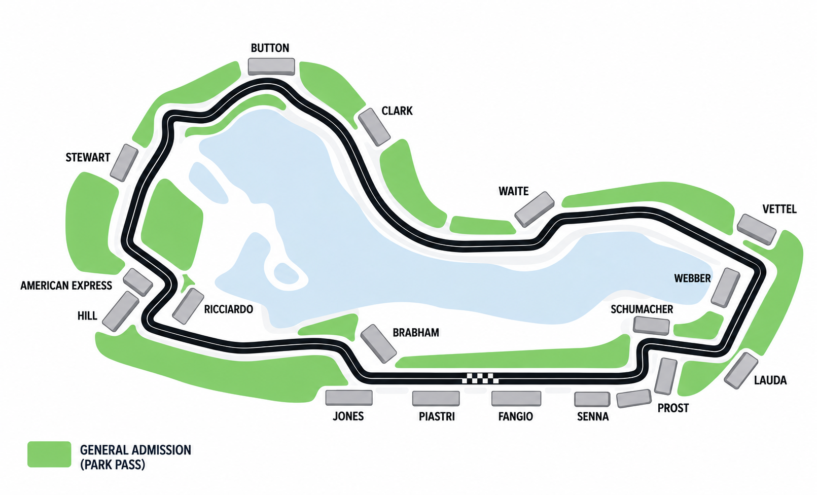 General Admission Park Pass map for the Australian Grand Prix